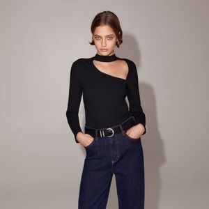 NWT Zara cut out black long sleeve t shirt